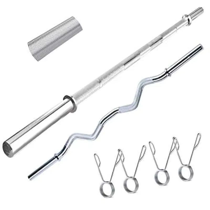 Barbell Curl Bar - Barbel Profesional 1.5M Kualitas Gym, Batang
