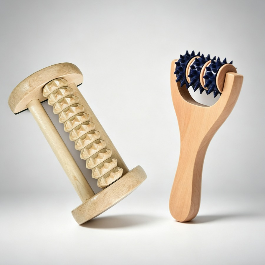 Home Gym Essentials - 2Pcs Set Roller Pijat Kayu: Roller